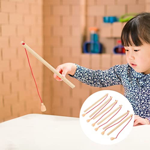 TOYANDONA 8pcs Wooden Magnet Poles Fishing Rod Cat Teaser Wand Toy for Girl Boy Kids Magnetic Fishing Games Pool Activity Accessory,14.8X0.7X0.7CM,ZB835T80499XC