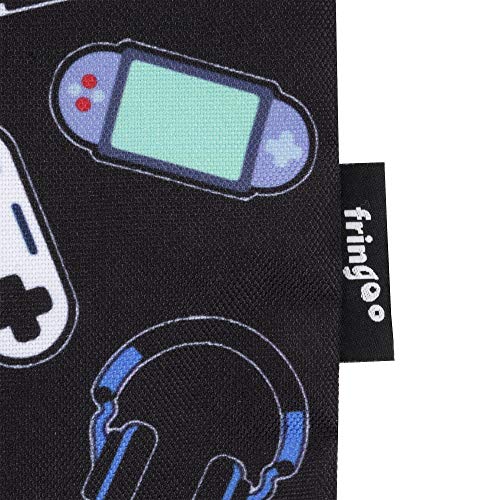 Fringoo - Kids Drawstring Bag - Front Zipped Pocket - Large Capacity Drawstring Bag - PE Bag - School - Gym - Swim - Gamer Design