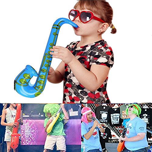 Yojoloin Jumbo 12PCS Inflatable Guitar Saxophone Microphone Balloons Fun Musical Instruments Accessories For Birthday Party Supplies Favors Photo Booth Props Random Color (12 PCS)