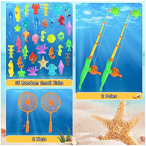 VEYLIN Magnetic Fishing Toys, Magnetic Fishing Game Set for Kids Bath, Plastic Floating Fish - Toddler Education Teaching and Learning Toys(Random)