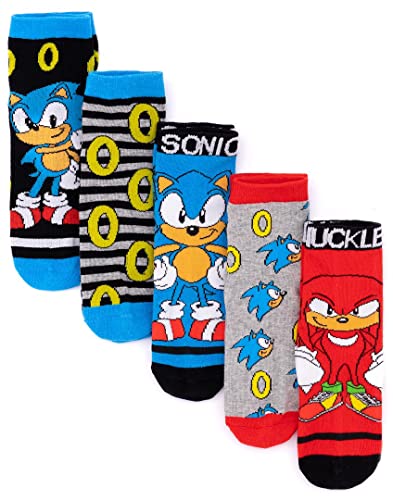 Sonic The Hedgehog Socks 5 Pack Kids | Boys Girls Knuckles Characters Power Rings Multicolour Footwear | Game Accessories Merchandise
