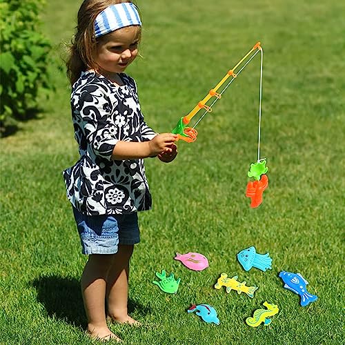 VEYLIN Magnetic Fishing Toys, Magnetic Fishing Game Set for Kids Bath, Plastic Floating Fish - Toddler Education Teaching and Learning Toys(Random)