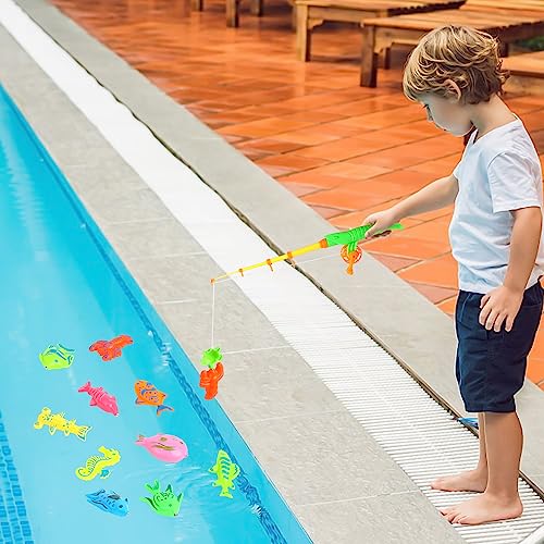 VEYLIN Magnetic Fishing Toys, Magnetic Fishing Game Set for Kids Bath, Plastic Floating Fish - Toddler Education Teaching and Learning Toys(Random)