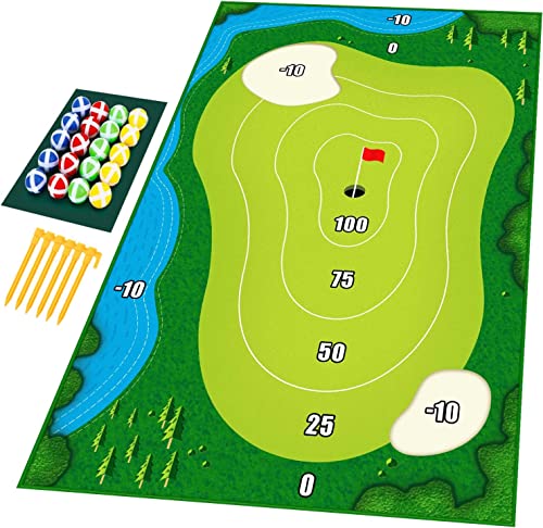 Battle Royale Golf Games Casual Golf Game Set Mat for Adults and Kids Golf Putting Mat Green Golf Gifts Velcro Golf Chipping Game Training Aid-Golf Accessories for Men(150cmx80cm)