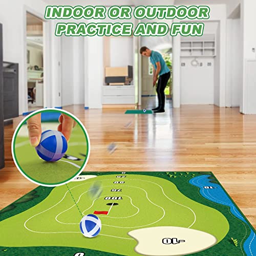 Battle Royale Golf Games Casual Golf Game Set Mat for Adults and Kids Golf Putting Mat Green Golf Gifts Velcro Golf Chipping Game Training Aid-Golf Accessories for Men(150cmx80cm)