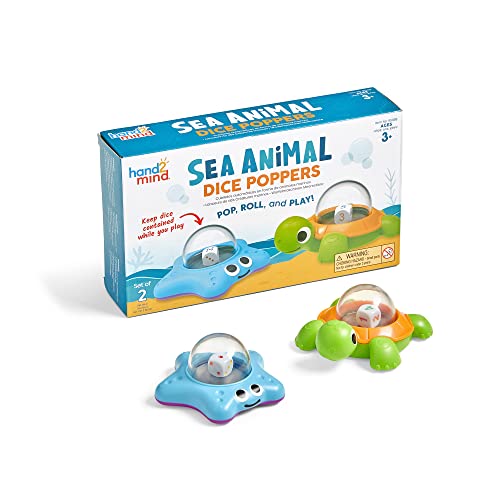 Learning Resources Sea Animals Dice Poppers, Maths Dice Popper, Game Replacement Dice Roller, Dice Games for Kids, Board Game Accessories, Family Game Night, Kids Travel Activity, Fun Classroom Games