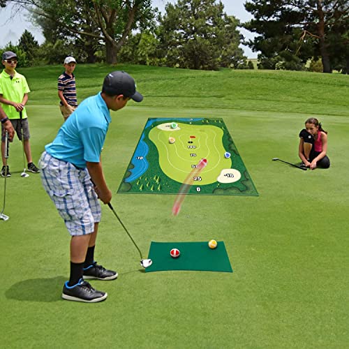 Battle Royale Golf Games Casual Golf Game Set Mat for Adults and Kids Golf Putting Mat Green Golf Gifts Velcro Golf Chipping Game Training Aid-Golf Accessories for Men(150cmx80cm)