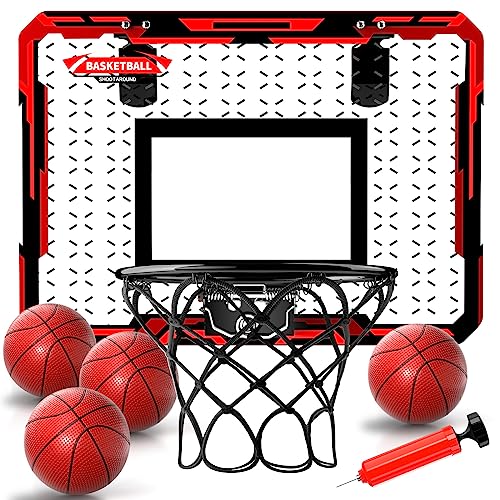 Mini Basketball Hoop Indoor for Kids, Foldable Indoor Outdoor Basketball Hoop Door Basketball Hoop with 4 Balls & Complete Basketball Accessories, Suitable Arcade Games Gifts for Boys and Teens