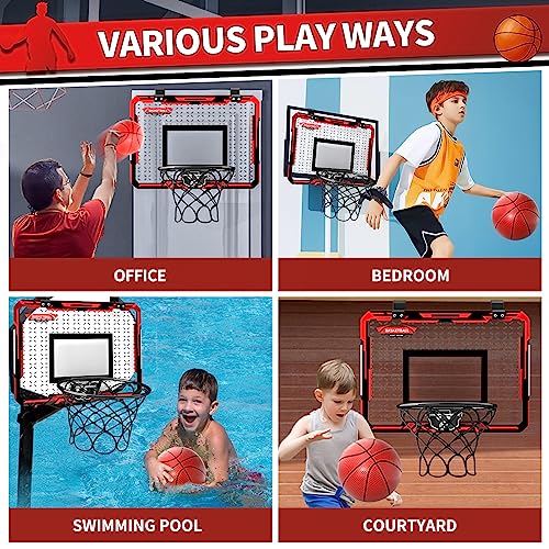 Mini Basketball Hoop Indoor for Kids, Foldable Indoor Outdoor Basketball Hoop Door Basketball Hoop with 4 Balls & Complete Basketball Accessories, Suitable Arcade Games Gifts for Boys and Teens