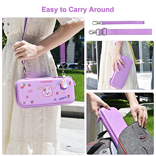 Younik Switch Accessories Bundle, 15 in 1 Switch Accessories Kit for Girls Include Switch Carrying Case with 9 Game Card Slots, Adjustable Stand, Protective Case for Switch Console & J-Con(Purple)