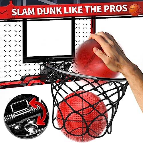 Mini Basketball Hoop Indoor for Kids, Foldable Indoor Outdoor Basketball Hoop Door Basketball Hoop with 4 Balls & Complete Basketball Accessories, Suitable Arcade Games Gifts for Boys and Teens