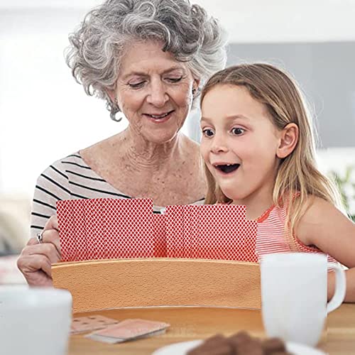 YOUDALIS 2Pcs Playing Card Holder,Curved Shape Wooden Cards Holders,Hands Free Poker Rack Organizer for Kids Adults Seniors Card Game Accessories for Bridge