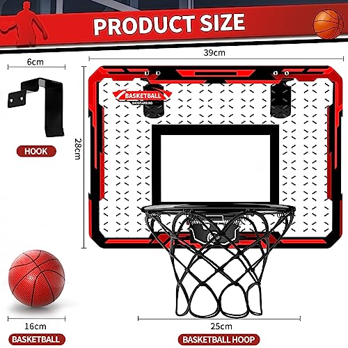 Mini Basketball Hoop Indoor for Kids, Foldable Indoor Outdoor Basketball Hoop Door Basketball Hoop with 4 Balls & Complete Basketball Accessories, Suitable Arcade Games Gifts for Boys and Teens