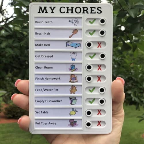 MEKEET My Chores Checklist Board 1Pcs Memo Plastic Board with 10 Paper Portable Behavior Chart Reusable Chore Chart White Chores Checklist for Home Travel Planning Reminder Tool