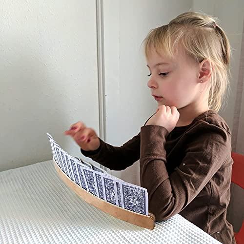 YOUDALIS 2Pcs Playing Card Holder,Curved Shape Wooden Cards Holders,Hands Free Poker Rack Organizer for Kids Adults Seniors Card Game Accessories for Bridge