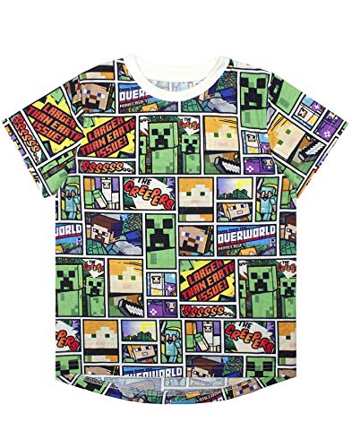 Vanilla Underground Minecraft Overworld Boy's T-Shirt, Multicoloured, 11-12 Years