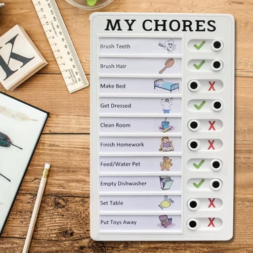 MEKEET My Chores Checklist Board 1Pcs Memo Plastic Board with 10 Paper Portable Behavior Chart Reusable Chore Chart White Chores Checklist for Home Travel Planning Reminder Tool