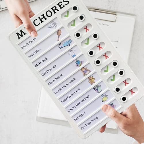 MEKEET My Chores Checklist Board 1Pcs Memo Plastic Board with 10 Paper Portable Behavior Chart Reusable Chore Chart White Chores Checklist for Home Travel Planning Reminder Tool