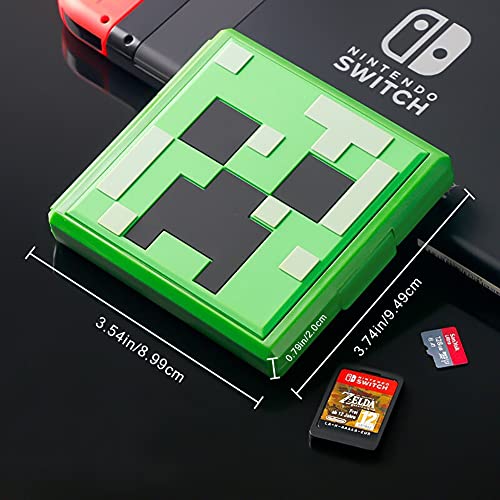Game Card Case for Nintendo Switch,Portable & Thin Hard Shell Box, Protective Shockproof Cartridge Holder Carrying Storage Cases Box with 12 Card Slots for Switch Lite NS NX (Green Mini World)