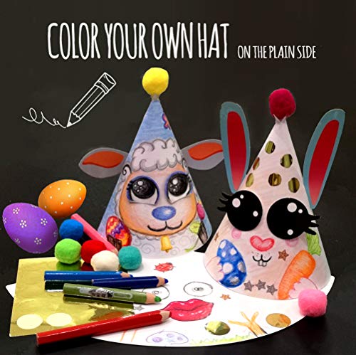 Party Hats Birthday Activity Kit with Stickers, Fun Arts & Crafts for Kids. Animal & Monster Theme Party Favor, Game Supplies