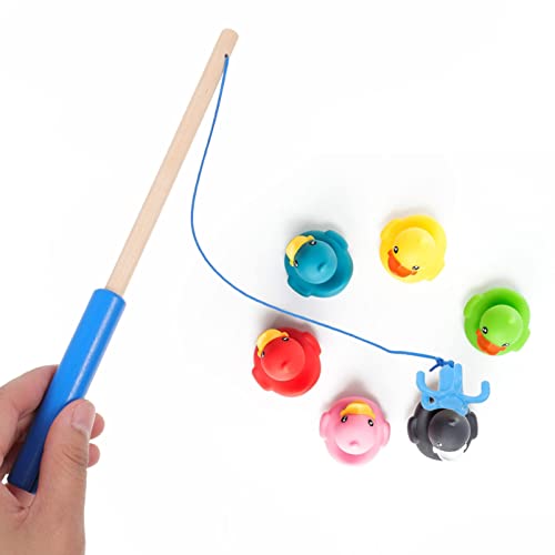 STOBOK Wooden Magnetic Fishing Poles, Kids Magnetic Fishing Rod Toys Magnet Fishing Games Magnetic Rod Fishing Plaything Toy for Pool Activity Accessory