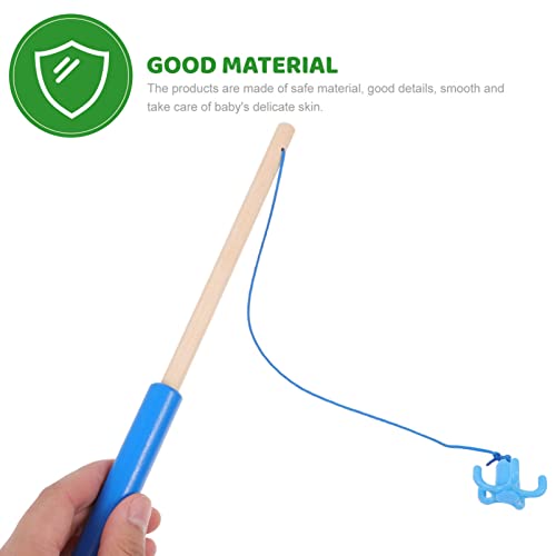 STOBOK Wooden Magnetic Fishing Poles, Kids Magnetic Fishing Rod Toys Magnet Fishing Games Magnetic Rod Fishing Plaything Toy for Pool Activity Accessory