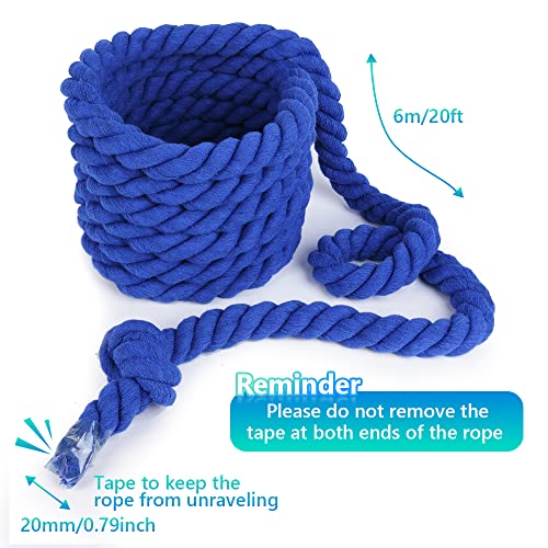 Flintronic 20ft Kids Adult Tug of War Rope Kit with Whistle Medal Accessories, Outdoor Play Field Day Family Party Birthday Party Game Tug of War Rope Kit (Blue)