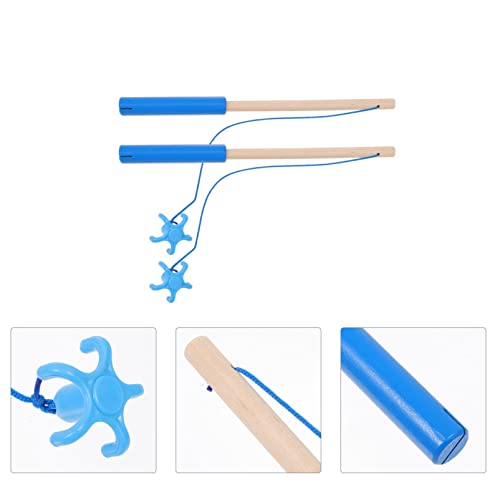 STOBOK Wooden Magnetic Fishing Poles, Kids Magnetic Fishing Rod Toys Magnet Fishing Games Magnetic Rod Fishing Plaything Toy for Pool Activity Accessory