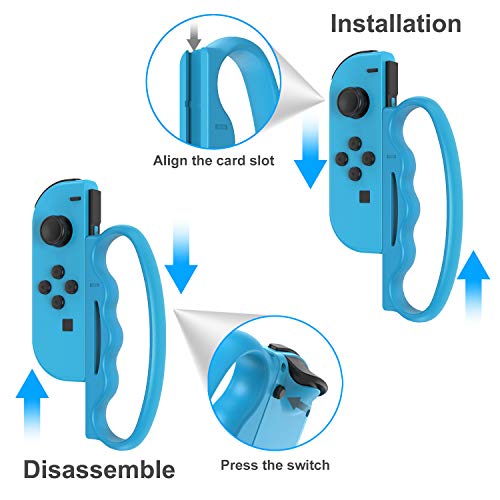 Boxing Grip Compatible with Joy Con for Switch & Switch OLED Fitness Boxing Game, Fit Boxing Clasp Accessories Handle for Adults and Children, 2 Packs (Red and Blue)