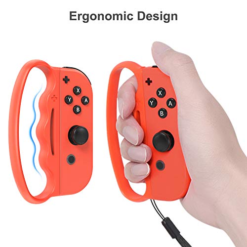 Boxing Grip Compatible with Joy Con for Switch & Switch OLED Fitness Boxing Game, Fit Boxing Clasp Accessories Handle for Adults and Children, 2 Packs (Red and Blue)