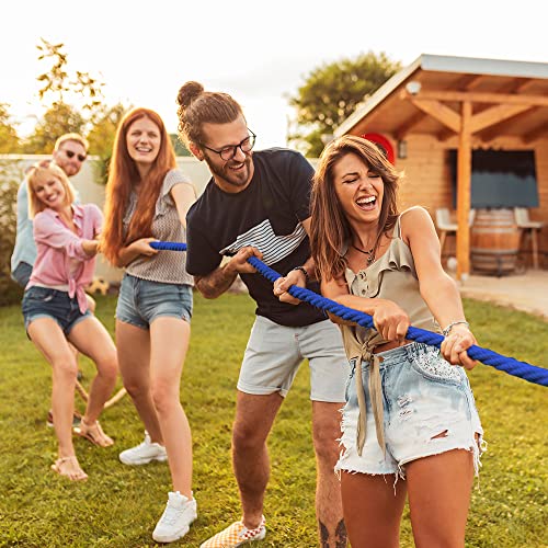 Flintronic 20ft Kids Adult Tug of War Rope Kit with Whistle Medal Accessories, Outdoor Play Field Day Family Party Birthday Party Game Tug of War Rope Kit (Blue)