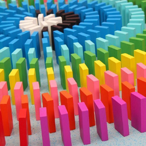 Eshowy 120pcs Colorful Wooden Dominos Blocks Set, Kids Game Educational Play Toy, Domino Racing Toy Game