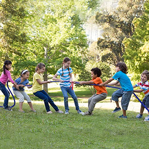 Flintronic 20ft Kids Adult Tug of War Rope Kit with Whistle Medal Accessories, Outdoor Play Field Day Family Party Birthday Party Game Tug of War Rope Kit (Blue)