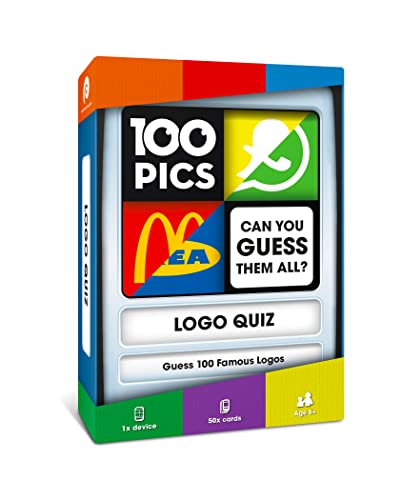 100 PICS Logo Quiz Travel Card Game - Guess 100 Logos, Family Brain Teasers, Pocket Puzzles For Kids And Adults