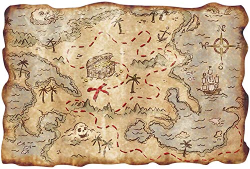 SHATCHI Treasure Map Kids Birthday Pirate Theme Accessories Halloween Party Games Vintage Retro Style