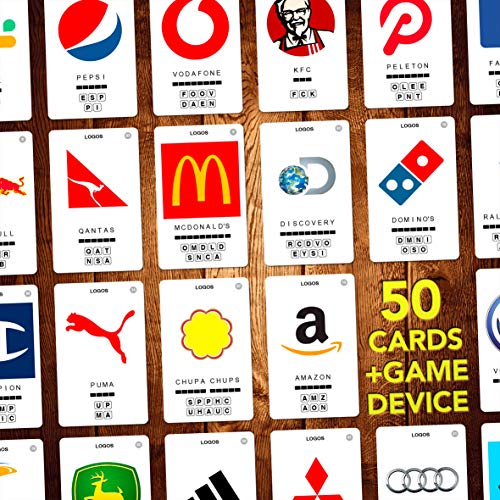 100 PICS Logo Quiz Travel Card Game - Guess 100 Logos, Family Brain Teasers, Pocket Puzzles For Kids And Adults