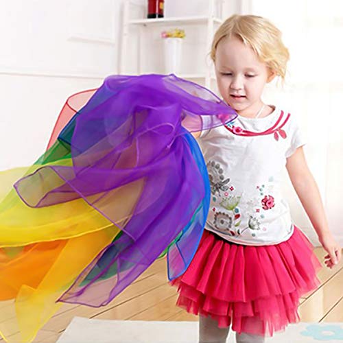 Kissral 15 pcs Dance Juggling Scarves for kids and Toddlers, Silk Magic Performance Props Accessories 60 x 60 cm, Square