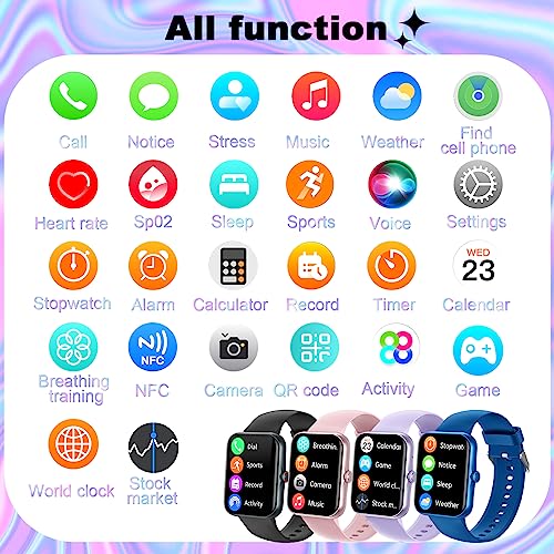PTHTECHUS Smart Watch for Kids, Fitness Tracker Smart Watch with Bluetooth Call Voice Assistant, 100 Sports Modes, Sleep Monitor, Pedometer, Sport Watch for iOS Android