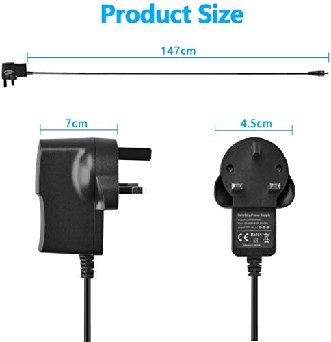 AREVERA 5V 2A Power Supply Adapter, Universal AC 100-240V to DC 5V 2A(2000mA) Adapter with 7 Different Plugs Adapter for LED Strip Lights, Video, Android, Tablet and More 5v Home Appliances Devices