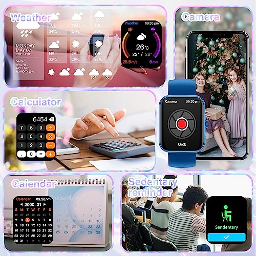 PTHTECHUS Smart Watch for Kids, Fitness Tracker Smart Watch with Bluetooth Call Voice Assistant, 100 Sports Modes, Sleep Monitor, Pedometer, Sport Watch for iOS Android