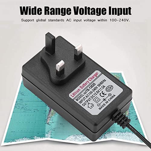 Lithium-ion Battery Power Adapter, AC 100-240V DC 12.6V 2A Power Supply Adapter Replacement Charger for E-Bike, Small Head Lamp, Toy Car, Balance Car Household Electronic Devices (UK)