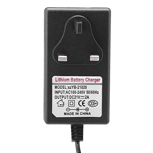 Lithium-ion Battery Power Adapter, AC 100-240V DC 21V 2A Power Supply Adapter Replacement Charger for Toy Car, Balance Car and Small Household Electronic Devices (UK) (DC 21V 2A)