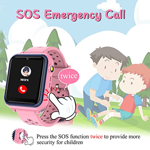 Retysaz Kids Smart Watch 16 Game Smart Watch for kids Phone Fashion Smartwatches for Children 3-14 Great Gifts To Girls Boys Electronic Learning Toys (Pink)