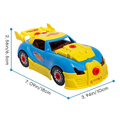 Pup Go Construction Toy, Take Apart Toys Car Racing, 30 Pieces, Build Your Own Car Kit With Electric Drill Tools, Best Gift Present Age 3 4 Year Old Boy Girl Kids (4 Spare Screws Included)