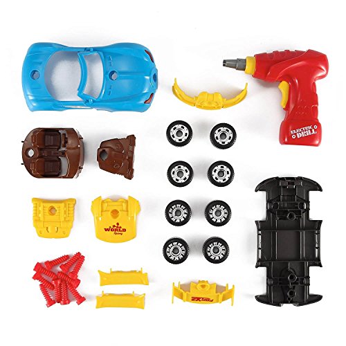 Pup Go Construction Toy, Take Apart Toys Car Racing, 30 Pieces, Build Your Own Car Kit With Electric Drill Tools, Best Gift Present Age 3 4 Year Old Boy Girl Kids (4 Spare Screws Included)