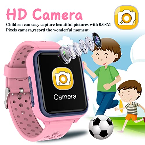 Retysaz Kids Smart Watch 16 Game Smart Watch for kids Phone Fashion Smartwatches for Children 3-14 Great Gifts To Girls Boys Electronic Learning Toys (Pink)