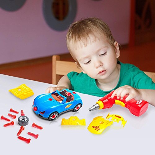 Pup Go Construction Toy, Take Apart Toys Car Racing, 30 Pieces, Build Your Own Car Kit With Electric Drill Tools, Best Gift Present Age 3 4 Year Old Boy Girl Kids (4 Spare Screws Included)