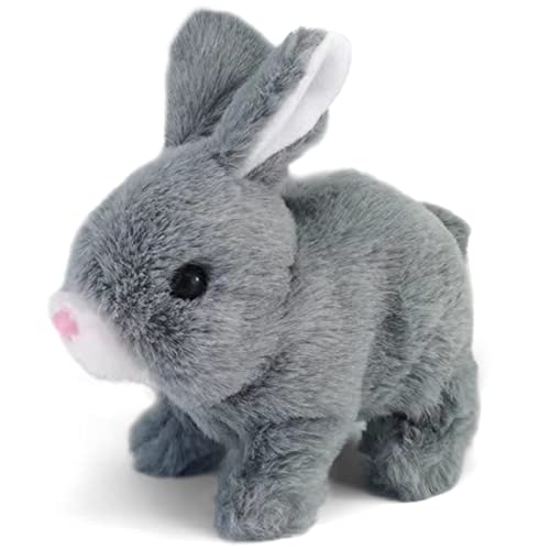 Toy Rabbit for 1-6 Year Old Walking Rabbit Toys for Kid Toy Electronic Interactive Rabbit Toy Gifts Age 2 3 4 5 Plush Rabbit Toy for Boy Baby Girls Birthday Gift Present 1-6 Years Old (grey rabbit)