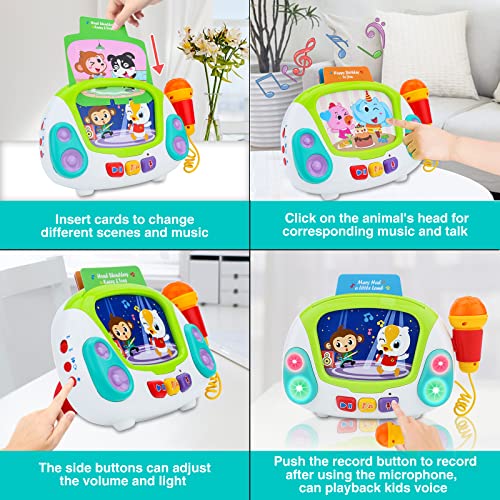 deAO Music Toy Karaoke Machine with Singing Recording, Cool Sound Effect, Soft Lights and Non Electronic Screen for Kids