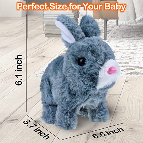Toy Rabbit for 1-6 Year Old Walking Rabbit Toys for Kid Toy Electronic Interactive Rabbit Toy Gifts Age 2 3 4 5 Plush Rabbit Toy for Boy Baby Girls Birthday Gift Present 1-6 Years Old (grey rabbit)